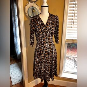 Audrey Whitmore Elegant Brown Geometric Dress